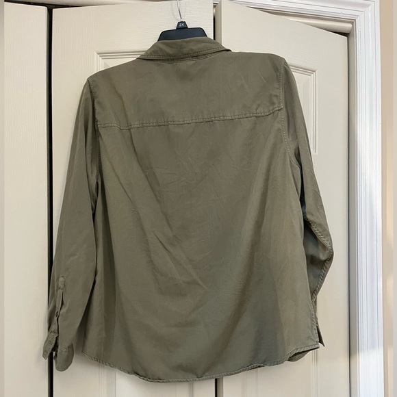 EUC - Torrid Size 2 - Army Green/ Gray Button Down Denim Shirt - Picture 4 of 4